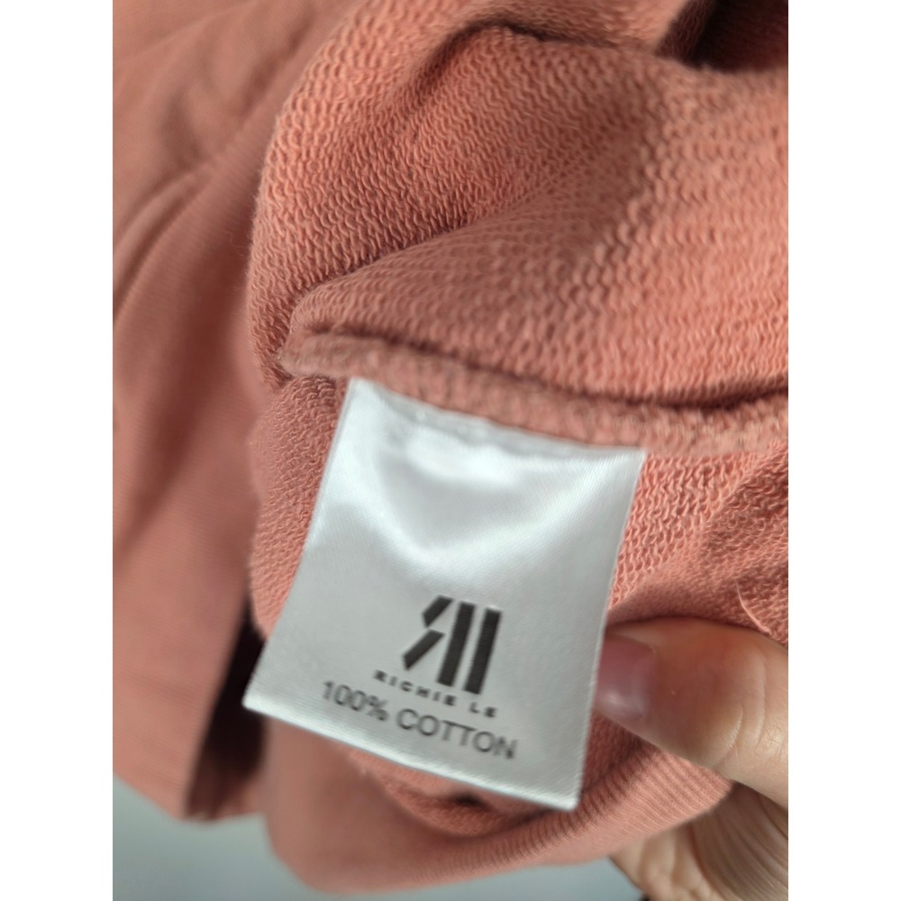 Richie Le Mens Salmon Pink Cotton French Terry Zip Pocket Hoodie Size‎ Medium - Picture 7 of 7